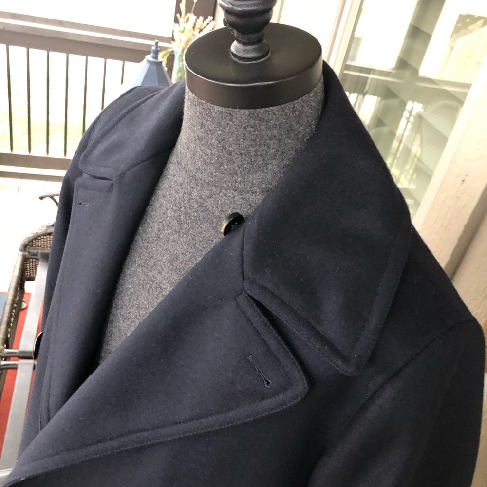 BROOKS BROTHERS NWT Men’s Navy All Wool Iconic Pea Coat - Size LARGE - Picture 3 of 16